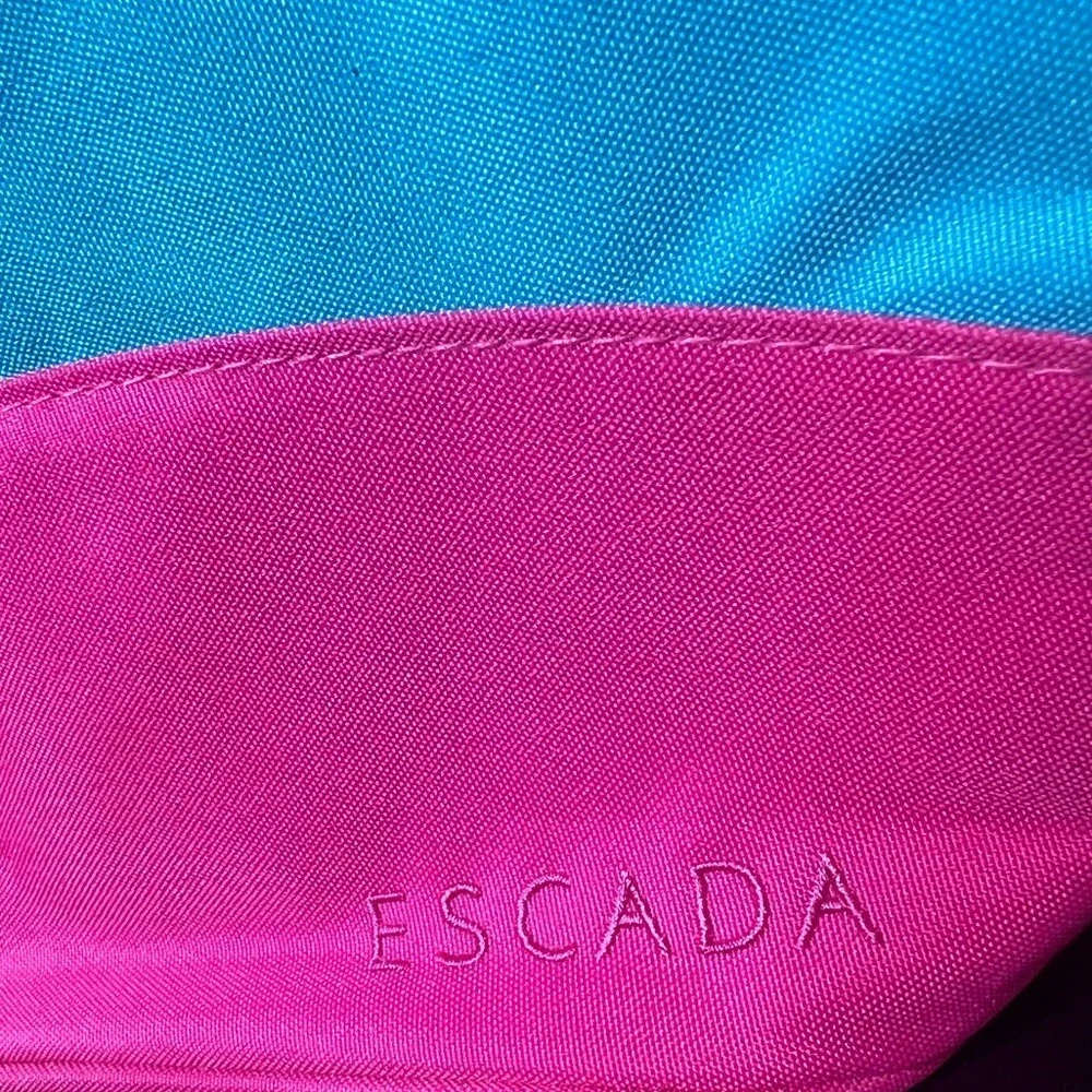Escada makeup bag cosmetic pouch bubble gum pink blue rope flower charm cute